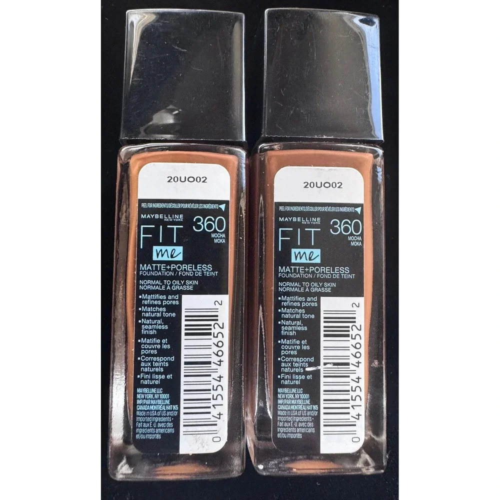 2pk Maybelline Fit Me Matte + Poreless Foundation 360 Mocha 1oz New Sealed